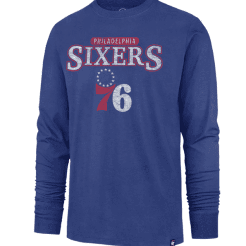 47 Men s Philadelphia 76ers Blue Linear Franklin Long Sleeve T Shirt Dick s Sporting Goods