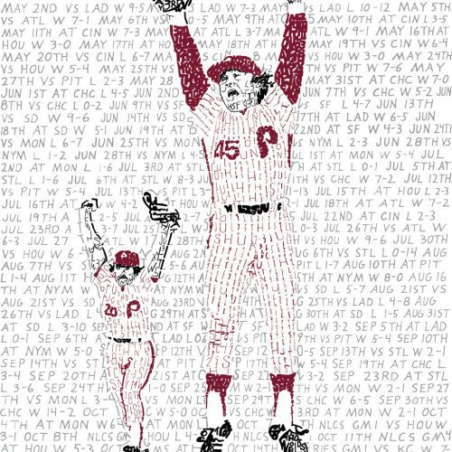 artofwords 1980philadelphiaphillies mikeschmidt tugmcgraw wallart